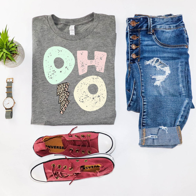 Ohio Pastels Distressed Leopard Lightning Bolt DTF Heat Transfer