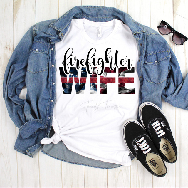 Firefighter Wife Red Line Flag Sublimation Transfer
