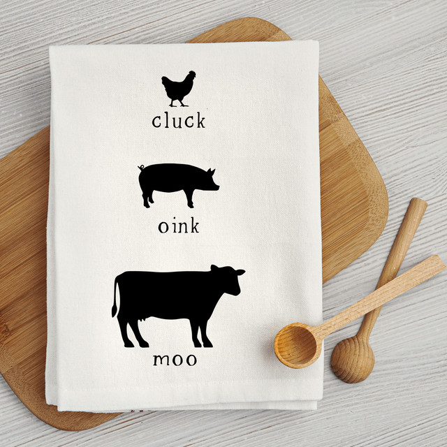 Cluck Oink Moo Tea Towel Screen Print Heat Transfers