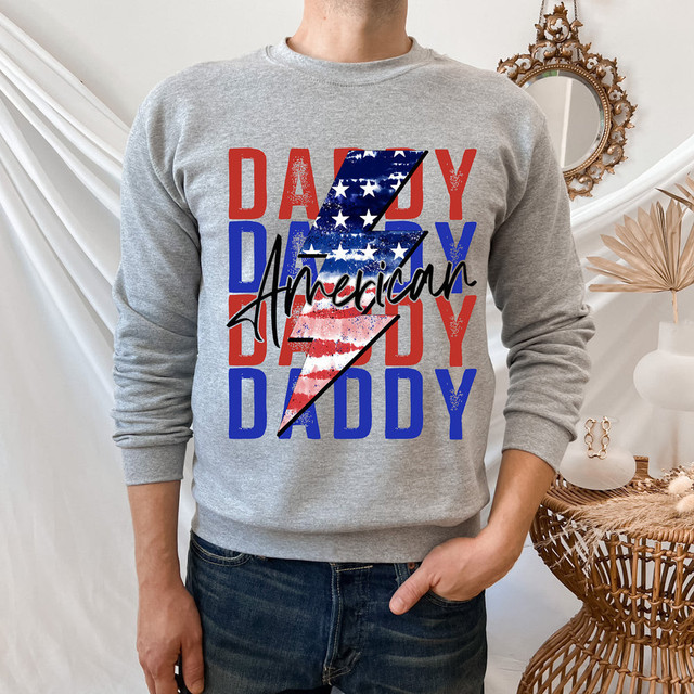 American Daddy Lightening Bolt DTF Heat Transfer