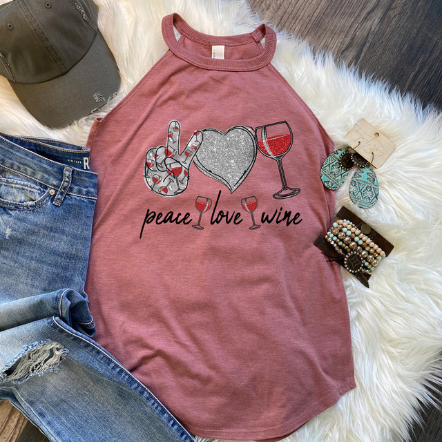 Peace Love Wine DTF Heat Transfer