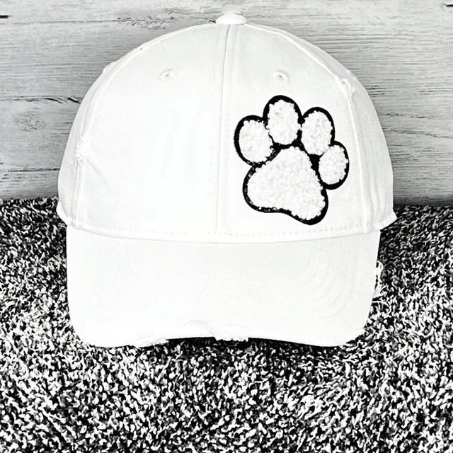 Dog Paw White and Black Glitter Chenille Embroidered Patch Dog Paw White and Black Glitter Chenille Embroidered Patch