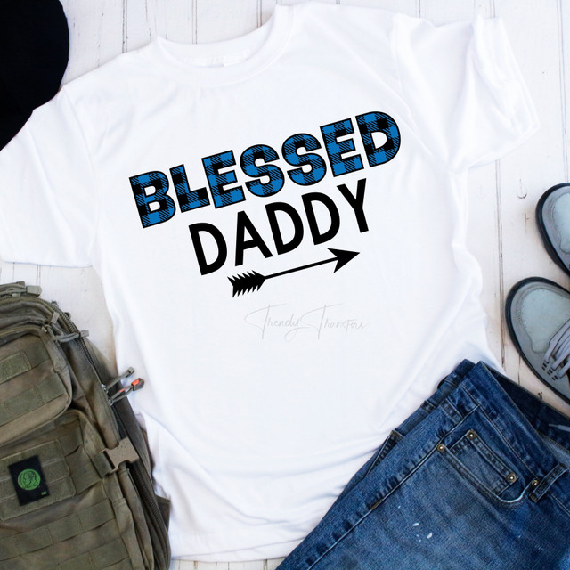 Blue Plaid Blessed Daddy Sublimation Transfer Blue Plaid Blessed Daddy Sublimation Transfer