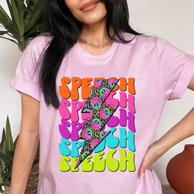 Speech Neon Lightening Bolt DTF Heat Transfer