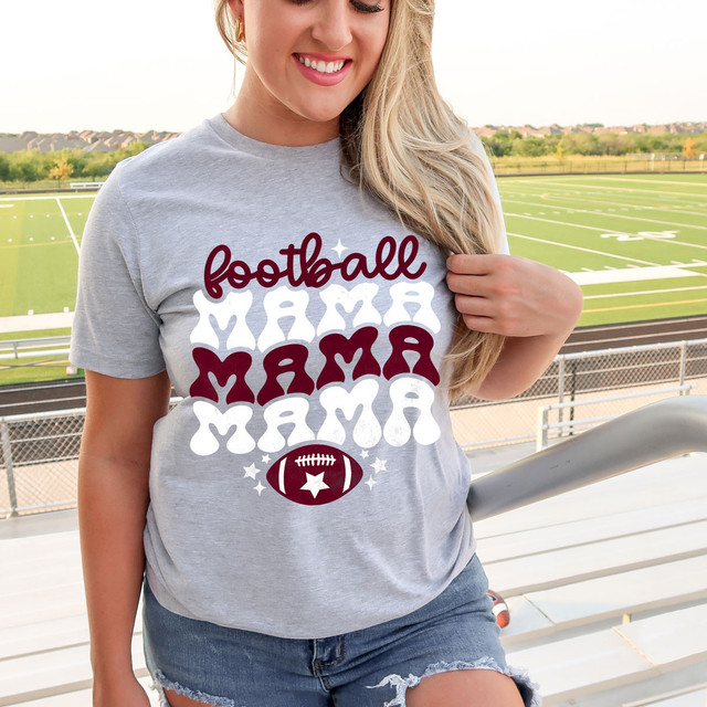 Football Mama Trio Maroon/White DTF Heat Transfer