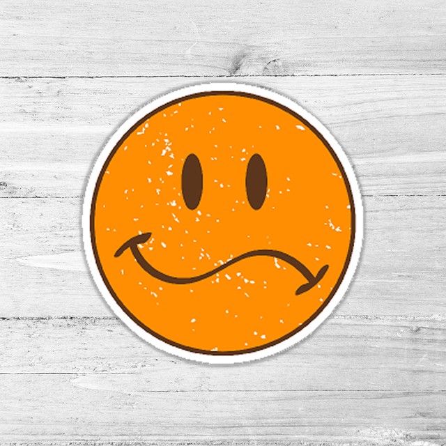 Orange Smiley Retro Die Cut Sticker