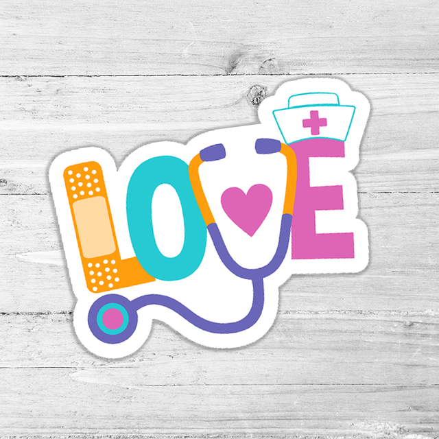 Love Healthcare Worker Die Cut Sticker