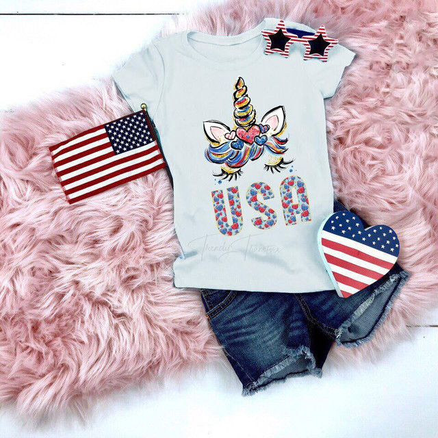 USA Unicorn Glitter Sublimation Transfer