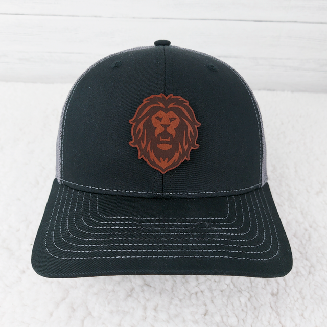 Lion Mascot Leather Hat Patch