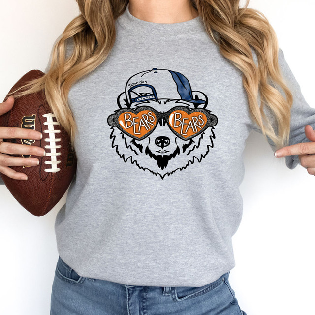 Bears Mascot DTF Transfer, bear wearing sunglasses with 'BEARS' written in the lenses and a baseball cap.