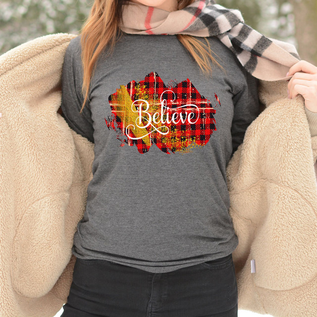 Believe Buffalo Plaid  DTF Transfer