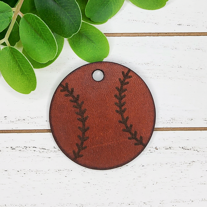 Personalized Baseball Softball Leather Keychain