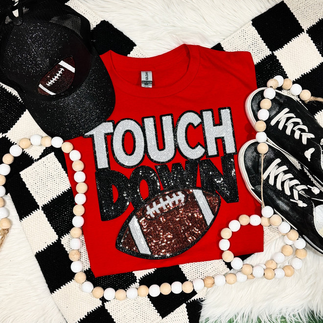 Touchdown with Football Sequins Patch