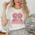 Lovebug Heart Sublimation Transfer, colorful heart and lovebug design on a white T-shirt.