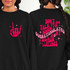 Pink Rocker Hand DTF Heat Transfer, black sweatshirt with pink graphic design and humorous text on the back