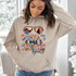 School's Out Forever DTF Heat Transfer, colorful and tropical-themed sunglasses and text design on a beige hoodie.