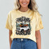 Runs On Dreams And Gasoline DTF Heat Transfer, apparel featuring graphic design of a truck, cacti, mountains, and a bull skull, suitable for customizing t-shirts and clothing.