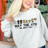 May The 4th Be With You DTF Heat Transfer, a humorous Star Wars-themed graphic sweatshirt with cartoon characters and the phrase 'May The 4th Be With You'.
