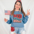 Red White Boozy DTF Heat Transfer, a colorful patriotic-themed design for apparel or accessories.