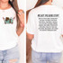 We Got The Good Stuff DTF Heat Transfer, white T-shirt with colorful graphic design on the front and humorous text on the back.