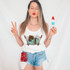 Silvertowns Finest DTF Heat Transfer, a colorful patch with a fireworks stand and popsicles design on a woman in summer fashion.