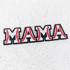 MAMA Baseball Embroidered Patch, embroidered patch featuring the word 'MAMA' with baseball stitching details.
