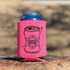 Retro Beer DTF Heat Transfer, pink can cooler with black beer can graphic and the word 'BEER' in the center.