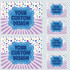 Custom DTF Transfers - GANG SHEET PREMADE, image showing various sizes of colorful custom DTF transfer sheets with polka dot and striped backgrounds for personalized designs.