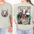 JA Bullhead Skull DTF Heat Transfer, graphic design of a bull skull with American flag pattern, cactus, guitar, and text 'Small Town' on a light-colored T-shirt.