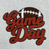 RED ORANGE Game Day Football Chenille Patch, embroidered patch featuring a football with white laces and the phrase 'Game Day' in bold red-orange letters.