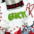 Grinchy Chenille Patch, green glittery chenille patch with the word 'GRINCHY' for holiday decorating.