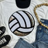 Sequins Volleyball Patch Chenille Patch, round black and white embroidered volleyball patch with shiny sequins design.