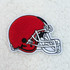 Red Football Helmet Hat/Pocket Chenille Patch, embroidered sports accessory featuring a football helmet with a red shell and white faceguard.