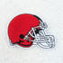 RED Football Helmet Hat/Pocket Chenille Patch, detailed embroidery of a red football helmet with black and white accents and a face mask.
