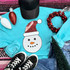 Sequin Snowman Patch, colorful holiday apparel with snowman face made of sequins and Christmas accessories.