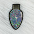 Sequin Bulb Patches, an embroidered patch featuring a colorful, shiny sequin design shaped like a light bulb.