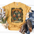Vintage Sanderson Sisters Sublimation Transfer, vintage Halloween themed graphic T-shirt design featuring the Sanderson Sisters from Hocus Pocus with witches, bats, and moon artwork.