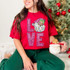 Pink Love Santa Faux Embroidery DTF Heat Transfer