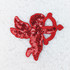 Red Cupid Hat/Pocket Sequin Patch, embroidered patch featuring a cupid with a bow and arrow, decorated with red sequins for a shiny, decorative effect.