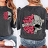 Half Heart Skull DTF Heat Transfer, design featuring a skull with pink hearts and the phrases Kinda Emotional and Kinda Emotionless.