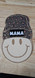 FLAWED Mama Beanie Happy Face Sequin Patch, patch featuring a smiling face with a beanie and 'MAMA' text, embroidered and sequined design.