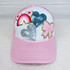 SILVER sequin heart HAT/POCKET Patch, pink and white baseball cap with colorful sequin patches including hearts, rainbow, bow, and cloud designs