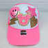 BRONZE sequin heart HAT/POCKET Patch, pink baseball cap with colorful sequin patches of smiley face, star, lightning bolt, heart, and Mickey Mouse head logo.