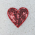 RED sequin heart HAT/POCKET Patch, decorative patch with shiny red sequins in a heart shape on a white background.