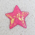 Flat NEON PINK sequin STAR HAT/POCKET Patch, featuring a vibrant pink star with yellow and pink sequin detailing on a soft textured background.