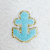 Blue Anchor Chenille & Glitter HAT/POCKET Patch, embroidered anchor patch with blue chenille fabric and glitter outline.