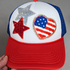 American Flag HEART Chenille & Glitter HAT/POCKET Patch