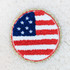American Flag CIRCLE Chenille & Glitter HAT/POCKET Patch, embroidered American flag patch with chevron stripes, stars, and a glittery border.