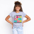 Peace Out Third Grade DTF Heat Transfer, colorful and playful design on a child's gray t-shirt with a smiling face, peace sign, and vibrant lettering for third grade.