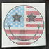 Spangled Patriotic Happy Face Transfer, patriotic smiley face with American flag design and spangled pattern.